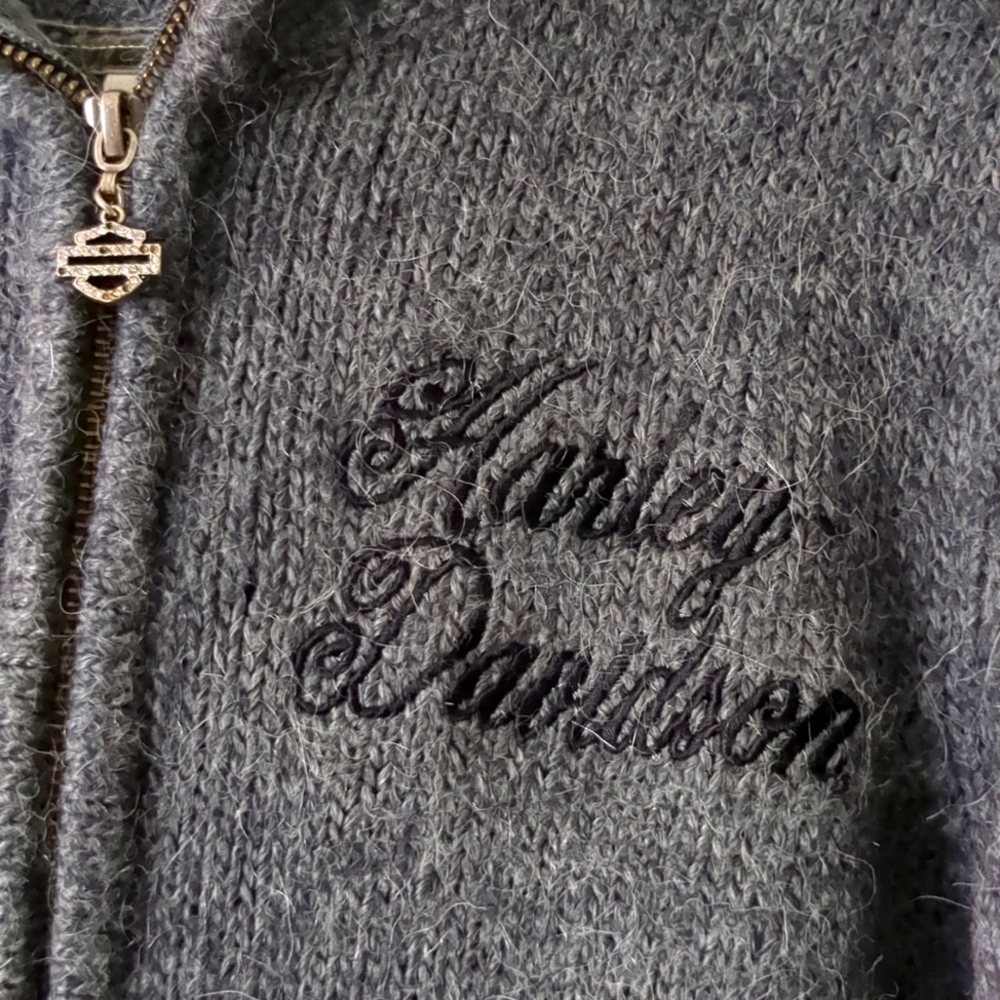 Harley Davidson Zip Up Sweater Alpaca Wool
